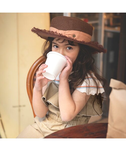 BREEZE（ブリーズ）の「フリルサロペット（サロペット/オーバーオール・キッズ・ベージュ/ブラック・100/80/120/130/110/140/90）」の5枚目の写真