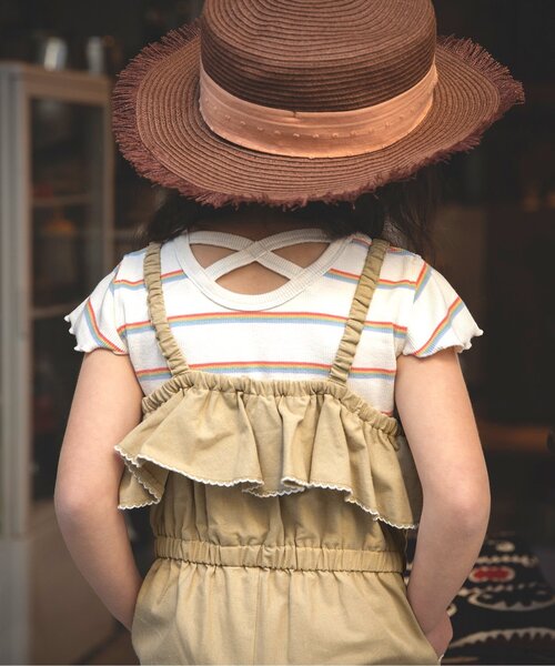 BREEZE（ブリーズ）の「フリルサロペット（サロペット/オーバーオール・キッズ・ベージュ/ブラック・100/80/120/130/110/140/90）」の8枚目の写真