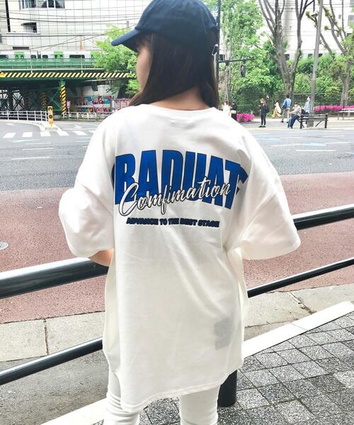 INGNI(イング)の「BACKロゴ/チュニックTシャツ(Tシャツ/カットソー・レディース・ホワイト×ブルー/ブラック/ベージュ/ホワイト×グリーン・M)」の3枚目の写真