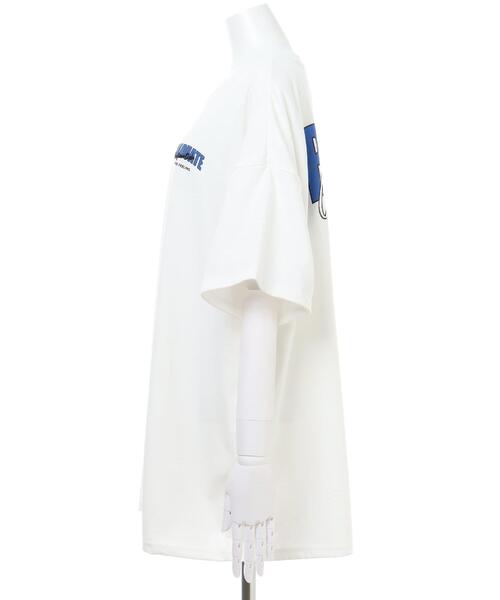INGNI(イング)の「BACKロゴ/チュニックTシャツ(Tシャツ/カットソー・レディース・ホワイト×ブルー/ブラック/ベージュ/ホワイト×グリーン・M)」の6枚目の写真