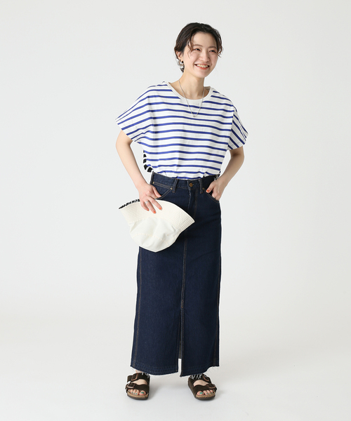 B.C STOCK(ベーセーストック)の「クレイジーボーダードルマンチュニック(Tシャツ/カットソー・レディース・ブラック/ブルー系その他・FREE)」の7枚目の写真
