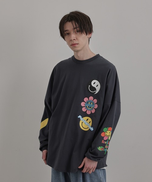 Paragraph(パラグラフ)の「PARAGRAPH/HAPPY SMILE LONG TEE/NO.09/22SS(Tシャツ/カットソー・メンズ・チャコールグレー/ホワイト/ミント/イエロー・FREE)」の5枚目の写真