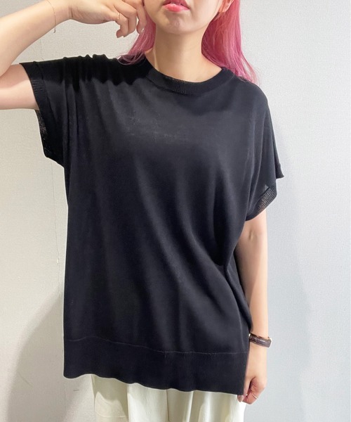 ikka(イッカ)の「レーヨンナイロンニットアンサンブル(ニット/セーター・レディース・スカイブルー/ブラック/その他1・S/M/L)」の5枚目の写真