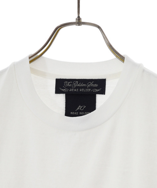 REMI RELIEF NAVY LABEL（レミレリーフネイビーレーベル）の「REMI RELIEF NAVY LABEL / レミレリーフ ネイビーレーベル：16天竺TEE (無地)：RN22309290AK[STD]（Tシャツ/カットソー・メンズ・オフホワイト/グリーン・XL/L）」の5枚目の写真