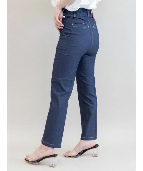 koe(コエ)の「ハイウエストデニムストレートパンツ*(デニムパンツ・レディース・ブラック/ピンク/インディゴブルー/グリーン・S/M)」の10枚目の写真