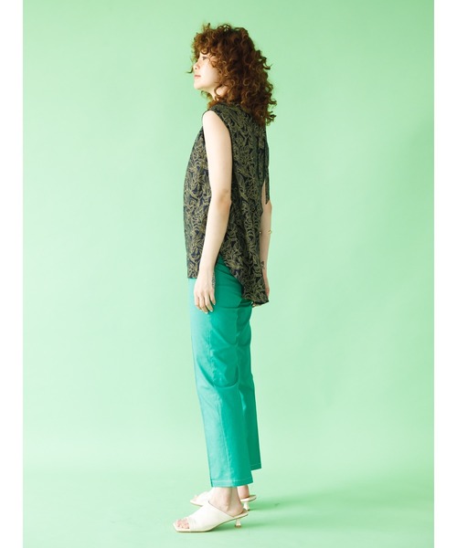 koe(コエ)の「ハイウエストデニムストレートパンツ*(デニムパンツ・レディース・ブラック/ピンク/インディゴブルー/グリーン・S/M)」の5枚目の写真