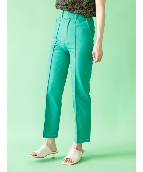 koe(コエ)の「ハイウエストデニムストレートパンツ*(デニムパンツ・レディース・ブラック/ピンク/インディゴブルー/グリーン・S/M)」の16枚目の写真