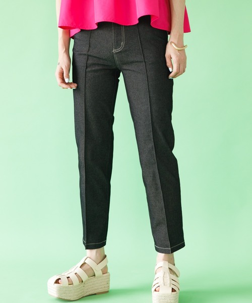 koe(コエ)の「ハイウエストデニムストレートパンツ*(デニムパンツ・レディース・ブラック/ピンク/インディゴブルー/グリーン・S/M)」の20枚目の写真