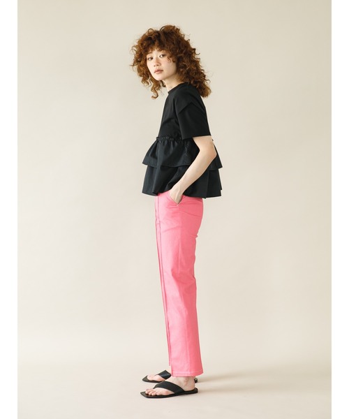 koe(コエ)の「ハイウエストデニムストレートパンツ*(デニムパンツ・レディース・ブラック/ピンク/インディゴブルー/グリーン・S/M)」の8枚目の写真