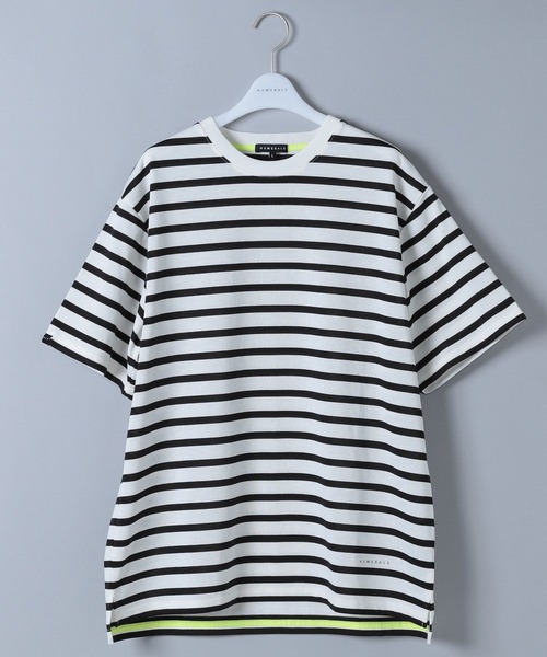 niko and...（ニコアンド）の「【UNISEX】[NUMERALS]ボーダーバスクＴシャツ（Tシャツ/カットソー・メンズ・ホワイト/ブラック・MEDIUM/LARGE）」の2枚目の写真