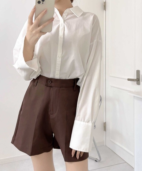 mily bilet(ミウィビレット)の「【mily bilet】ハンサムな大人顔。ハイウエストタックショートパンツ(その他パンツ・レディース・ブラック/ダークブラウン・SMALL/MEDIUM/LARGE)」の12枚目の写真