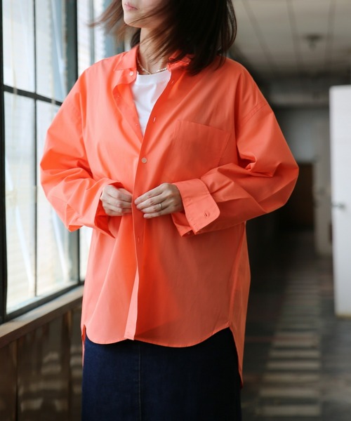 BRICK & SONS(ブリックアンドサンズ)の「リラックスバックプリーツシャツ<サーモンピンク>(シャツ/ブラウス・メンズ・サーモンピンク・LL/S/M/L)」の4枚目の写真