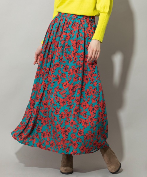 Munich(ミューニック)の「フラワープリントエコレーヨンギャザースカート(スカート・レディース・グリーン/イエロー/レッド・S/M)」の3枚目の写真