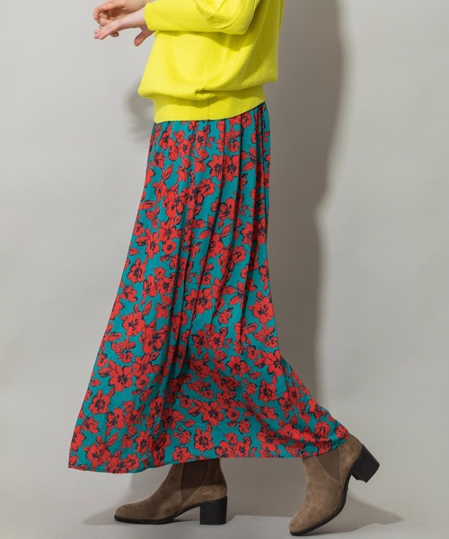 Munich(ミューニック)の「フラワープリントエコレーヨンギャザースカート(スカート・レディース・グリーン/イエロー/レッド・S/M)」の8枚目の写真