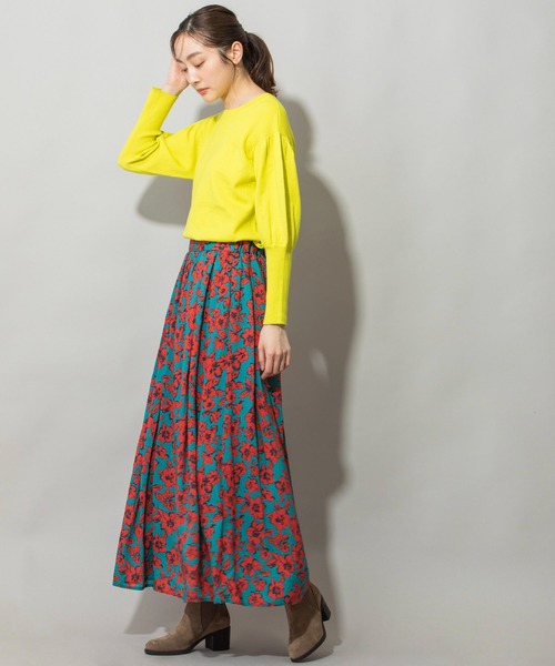 Munich(ミューニック)の「フラワープリントエコレーヨンギャザースカート(スカート・レディース・グリーン/イエロー/レッド・S/M)」の18枚目の写真