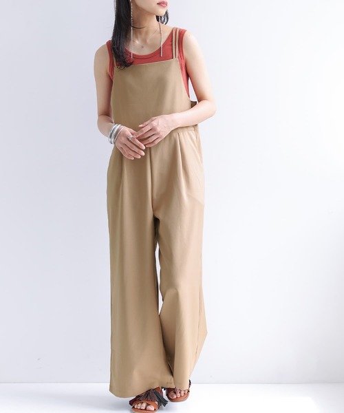 n'OrLABEL（ノアールレーベル）の「シアーキャミ×ワイドサロペットセット（サロペット/オーバーオール・レディース・ブラック/モカ・1/2）」の7枚目の写真