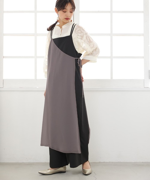 n'OrLABEL（ノアールレーベル）の「シアーキャミ×ワイドサロペットセット（サロペット/オーバーオール・レディース・ブラック/モカ・1/2）」の13枚目の写真