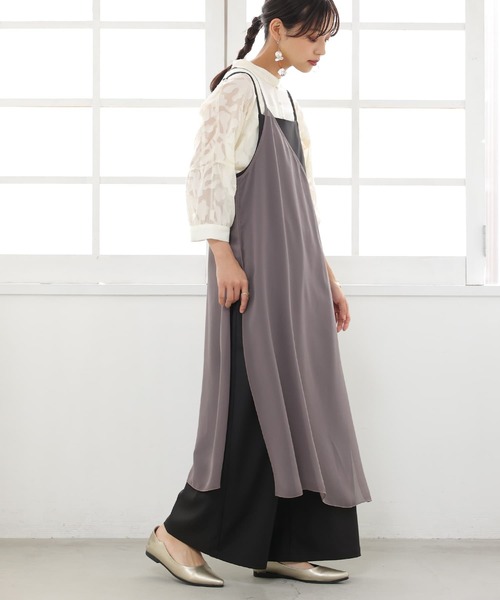 n'OrLABEL（ノアールレーベル）の「シアーキャミ×ワイドサロペットセット（サロペット/オーバーオール・レディース・ブラック/モカ・1/2）」の14枚目の写真