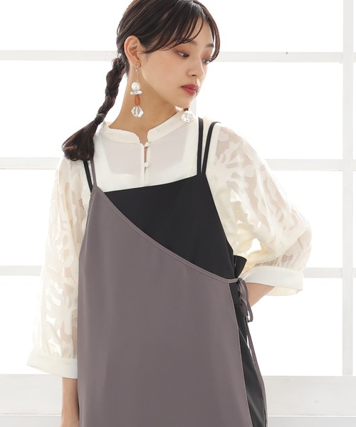 n'OrLABEL（ノアールレーベル）の「シアーキャミ×ワイドサロペットセット（サロペット/オーバーオール・レディース・ブラック/モカ・1/2）」の15枚目の写真