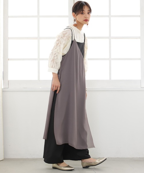 n'OrLABEL（ノアールレーベル）の「シアーキャミ×ワイドサロペットセット（サロペット/オーバーオール・レディース・ブラック/モカ・1/2）」の16枚目の写真