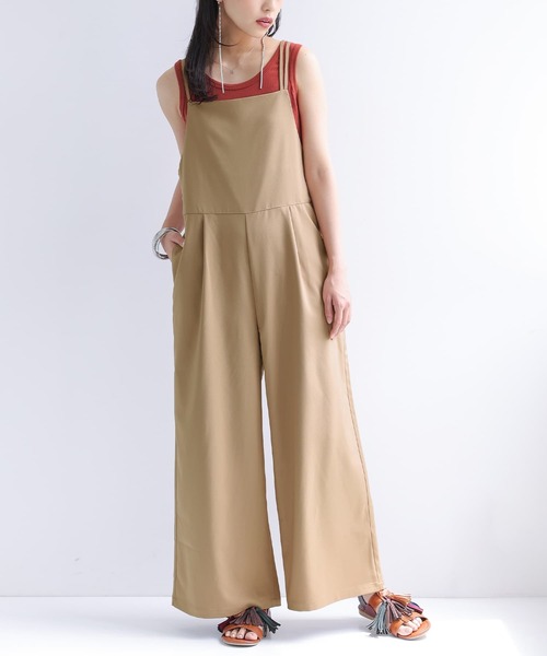 n'OrLABEL（ノアールレーベル）の「シアーキャミ×ワイドサロペットセット（サロペット/オーバーオール・レディース・ブラック/モカ・1/2）」の11枚目の写真