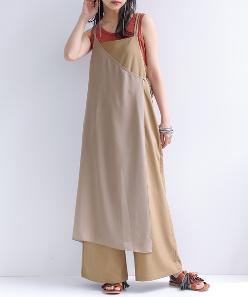 n'OrLABEL（ノアールレーベル）の「シアーキャミ×ワイドサロペットセット（サロペット/オーバーオール・レディース・ブラック/モカ・1/2）」の3枚目の写真