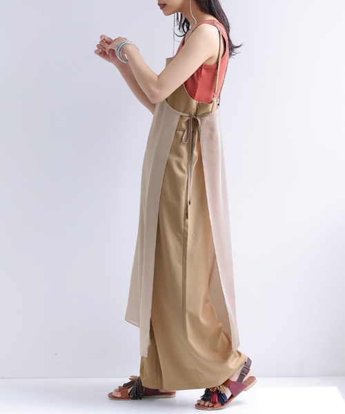 n'OrLABEL（ノアールレーベル）の「シアーキャミ×ワイドサロペットセット（サロペット/オーバーオール・レディース・ブラック/モカ・1/2）」の4枚目の写真