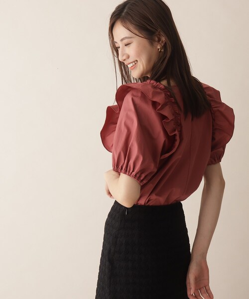 OPAQUE.CLIP（オペークドットクリップ）の「◆フリルデザインブラウス（シャツ/ブラウス・レディース・ホワイト系/レンガ/ブラック・38）」の3枚目の写真