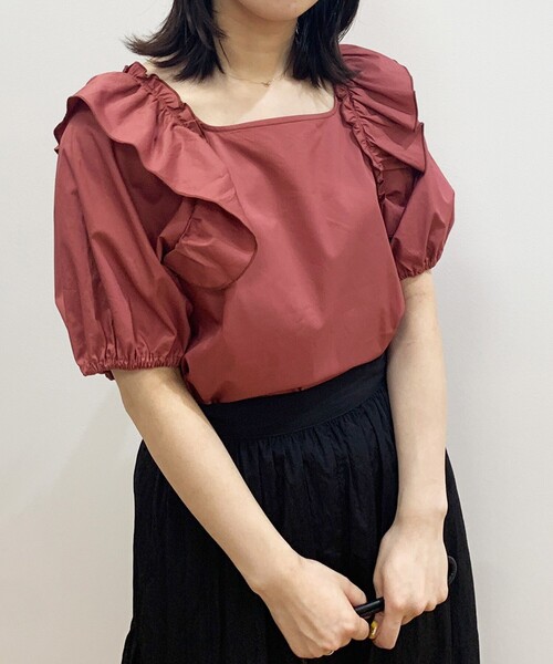 OPAQUE.CLIP（オペークドットクリップ）の「◆フリルデザインブラウス（シャツ/ブラウス・レディース・ホワイト系/レンガ/ブラック・38）」の17枚目の写真