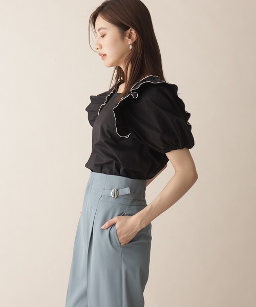 OPAQUE.CLIP（オペークドットクリップ）の「◆フリルデザインブラウス（シャツ/ブラウス・レディース・ホワイト系/レンガ/ブラック・38）」の18枚目の写真