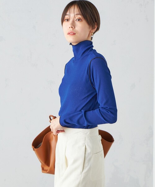 tシャツ 「手洗い可能」ドライタッチ リブ タートル レディース 手洗い可能〉ドライタッチ リブ タートル（Tシャツ/カットソー