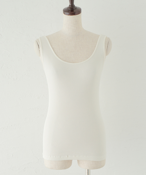 Spick & Span（スピックアンドスパン）の「≪追加≫シルクコットンリブ2WAYタンク（タンクトップ・レディース・ホワイト/ブラック/ベージュ/カーキ・FREE）」の8枚目の写真