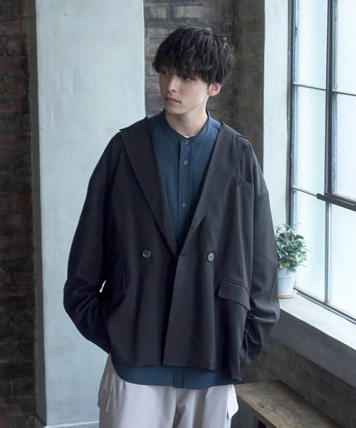 Alpinus(アルピナス)の「Alpinus - urban loose tailored jacket /アーバンルーズダブルテーラードジャケット(テーラードジャケット・メンズ・グリーン/ブラック/グレイッシュベージュ・SMALL/MEDIUM)」の4枚目の写真