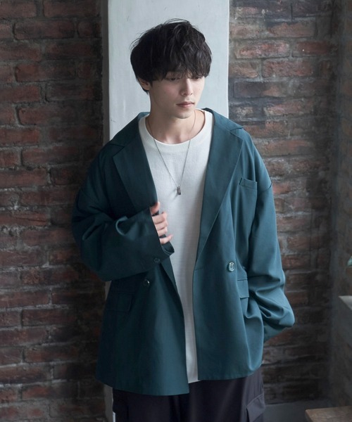 Alpinus(アルピナス)の「Alpinus - urban loose tailored jacket /アーバンルーズダブルテーラードジャケット(テーラードジャケット・メンズ・グリーン/ブラック/グレイッシュベージュ・SMALL/MEDIUM)」の8枚目の写真