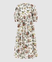 HALF SLEEVE BELOW THE KNEE DRESS WITH TIE AT NECK