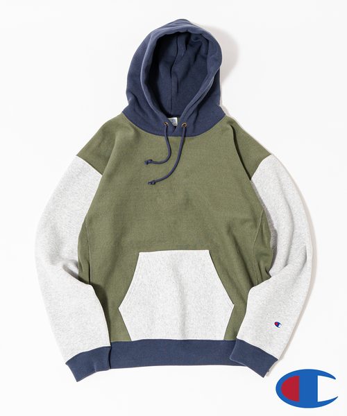 Champion（チャンピオン）の「【CHAMPION / チャンピオン】別注マルチトーン リバースウィーブパーカー（パーカー・メンズ・チャコールグレー/ブラック/ネイビー/カーキ/アイボリー・MEDIUM/LARGE/X-LARGE）」の4枚目の写真