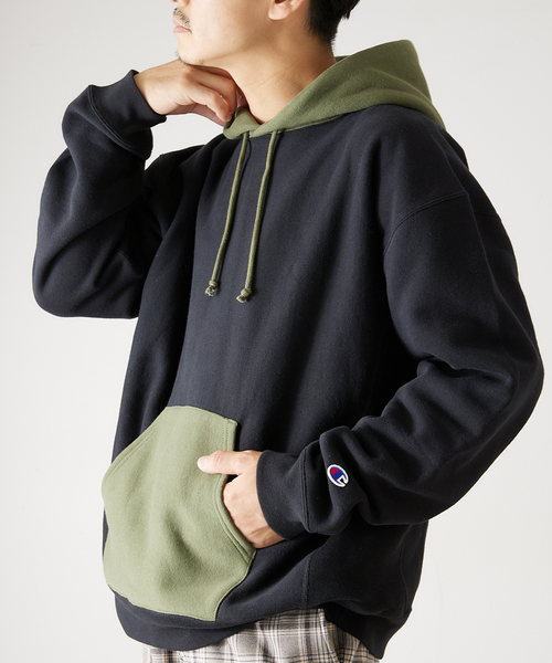 Champion（チャンピオン）の「【CHAMPION / チャンピオン】別注マルチトーン リバースウィーブパーカー（パーカー・メンズ・チャコールグレー/ブラック/ネイビー/カーキ/アイボリー・MEDIUM/LARGE/X-LARGE）」の7枚目の写真