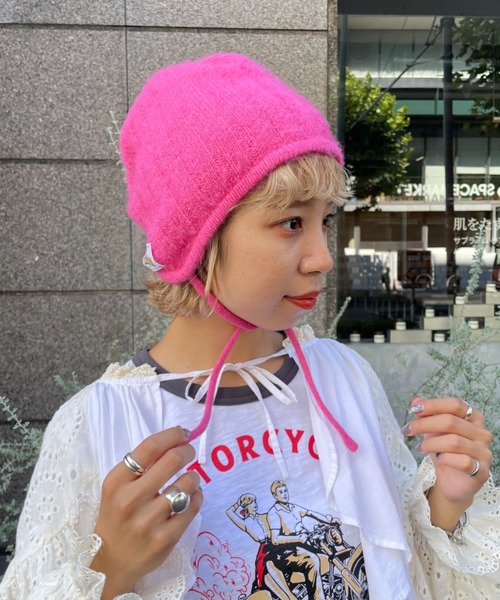 HELLO.SANFRANCISCO(ハローサンフランシスコ)の「【HELLO.SANFRANCISCO/ハローサンフランシスコ】カラーバラクラバ(ニットキャップ/ビーニー・レディース・ピンク/オレンジ/ブルー・FREE)」の2枚目の写真
