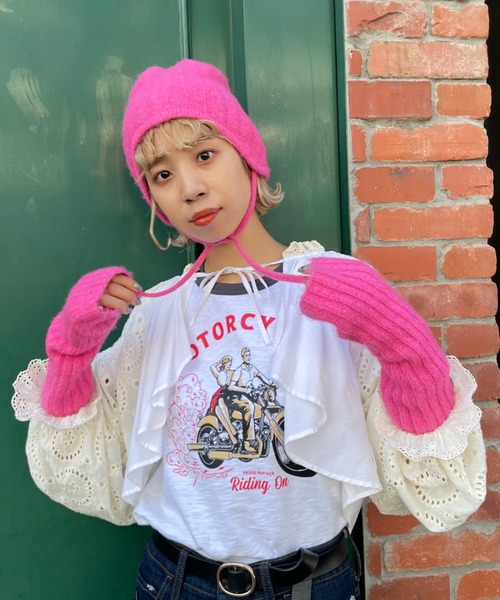 HELLO.SANFRANCISCO(ハローサンフランシスコ)の「【HELLO.SANFRANCISCO/ハローサンフランシスコ】カラーバラクラバ(ニットキャップ/ビーニー・レディース・ピンク/オレンジ/ブルー・FREE)」の20枚目の写真