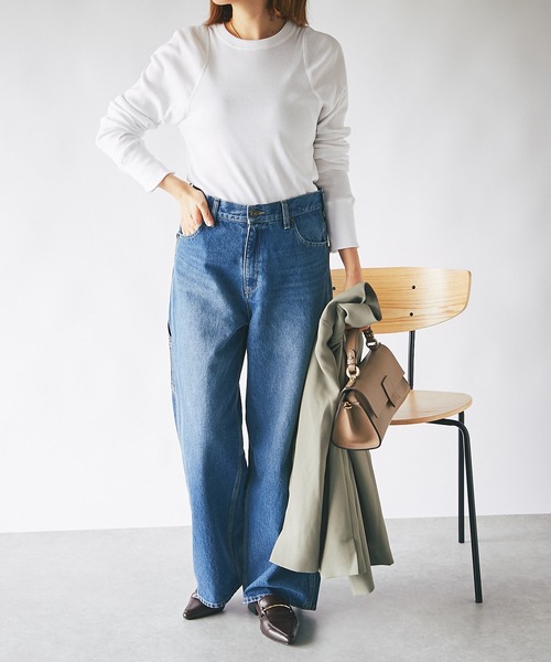 RIVE DROITE（リヴドロワ）の「一枚で決まる大人カジュアルなカットソー/テレコロングスリーブカットソー（Tシャツ/カットソー・レディース・オフホワイト/カーキ/ネイビー/グレー・FREE）」の19枚目の写真