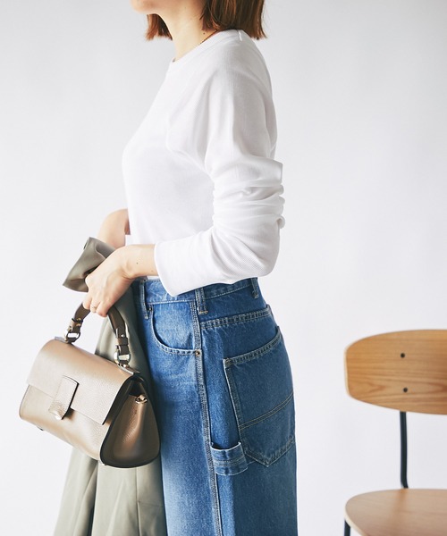 RIVE DROITE（リヴドロワ）の「一枚で決まる大人カジュアルなカットソー/テレコロングスリーブカットソー（Tシャツ/カットソー・レディース・オフホワイト/カーキ/ネイビー/グレー・FREE）」の13枚目の写真