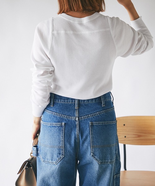 RIVE DROITE（リヴドロワ）の「一枚で決まる大人カジュアルなカットソー/テレコロングスリーブカットソー（Tシャツ/カットソー・レディース・オフホワイト/カーキ/ネイビー/グレー・FREE）」の16枚目の写真