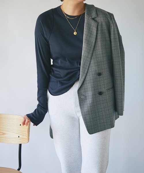 RIVE DROITE（リヴドロワ）の「一枚で決まる大人カジュアルなカットソー/テレコロングスリーブカットソー（Tシャツ/カットソー・レディース・オフホワイト/カーキ/ネイビー/グレー・FREE）」の6枚目の写真