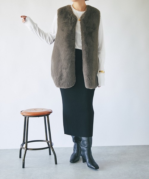 RIVE DROITE（リヴドロワ）の「一枚で決まる大人カジュアルなカットソー/テレコロングスリーブカットソー（Tシャツ/カットソー・レディース・オフホワイト/カーキ/ネイビー/グレー・FREE）」の7枚目の写真