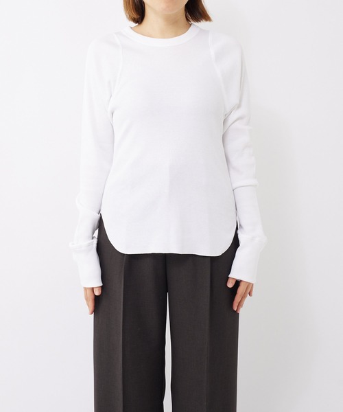 RIVE DROITE（リヴドロワ）の「一枚で決まる大人カジュアルなカットソー/テレコロングスリーブカットソー（Tシャツ/カットソー・レディース・オフホワイト/カーキ/ネイビー/グレー・FREE）」の15枚目の写真