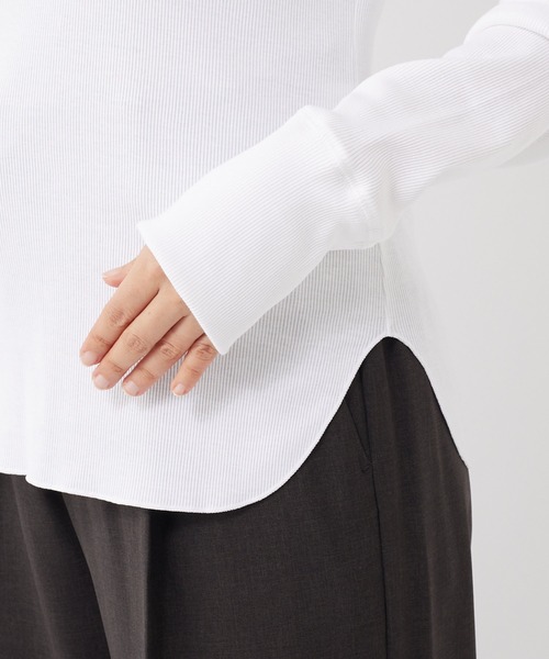 RIVE DROITE（リヴドロワ）の「一枚で決まる大人カジュアルなカットソー/テレコロングスリーブカットソー（Tシャツ/カットソー・レディース・オフホワイト/カーキ/ネイビー/グレー・FREE）」の8枚目の写真