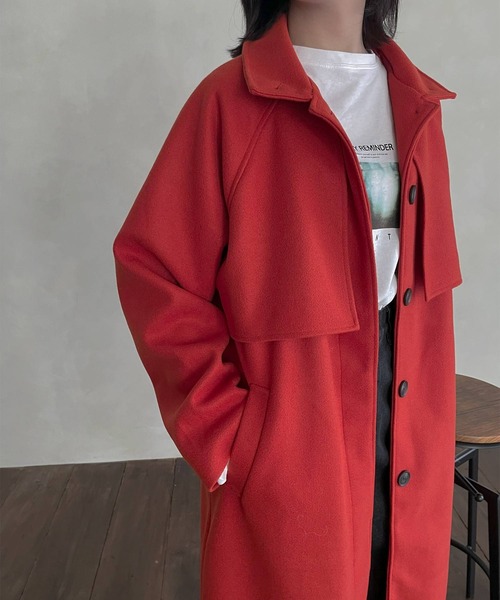 hellam（へラム）の「スタンドカラー ケープロングコート（ステンカラーコート・レディース・ブラック/ブラウン/オレンジ/グリーン/アイボリー/モカ/杢グレー/チャコールグレー/ネイビー・FREE）」の22枚目の写真