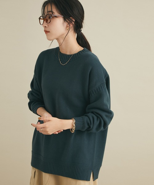 CRAFT STANDARD BOUTIQUE（クラフトスタンダードブティック）の「ガンジーニットプルオーバー　＊◆（ニット/セーター・レディース・ブラック/ブルー/グリーン/アイボリー・FREE）」の3枚目の写真