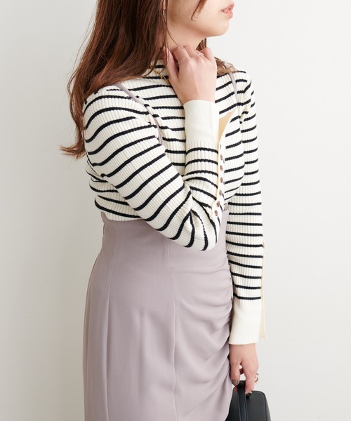 natural couture（ナチュラルクチュール）の「袖口ちび釦プチハイリブニット（ニット/セーター・レディース・オレンジ/ブルー/アイボリー/その他1/スミクロ/ライトベージュ・FREE）」の13枚目の写真