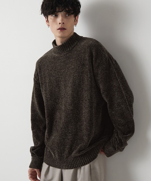 Anchor Smith（アンカー スミス）の「オーバーサイズモックネックモールヤーンプルオーバーニット（ニット/セーター・メンズ・ブラウン/ホワイト/ブルー/ブラック/グレー系/ライトグレー/チャコールグレー/グリーン/ワイン/チャコール/ブルーグリーン/グレー系2/グレー系1/ライトブルー/ダークブラウン・L/M）」の9枚目の写真